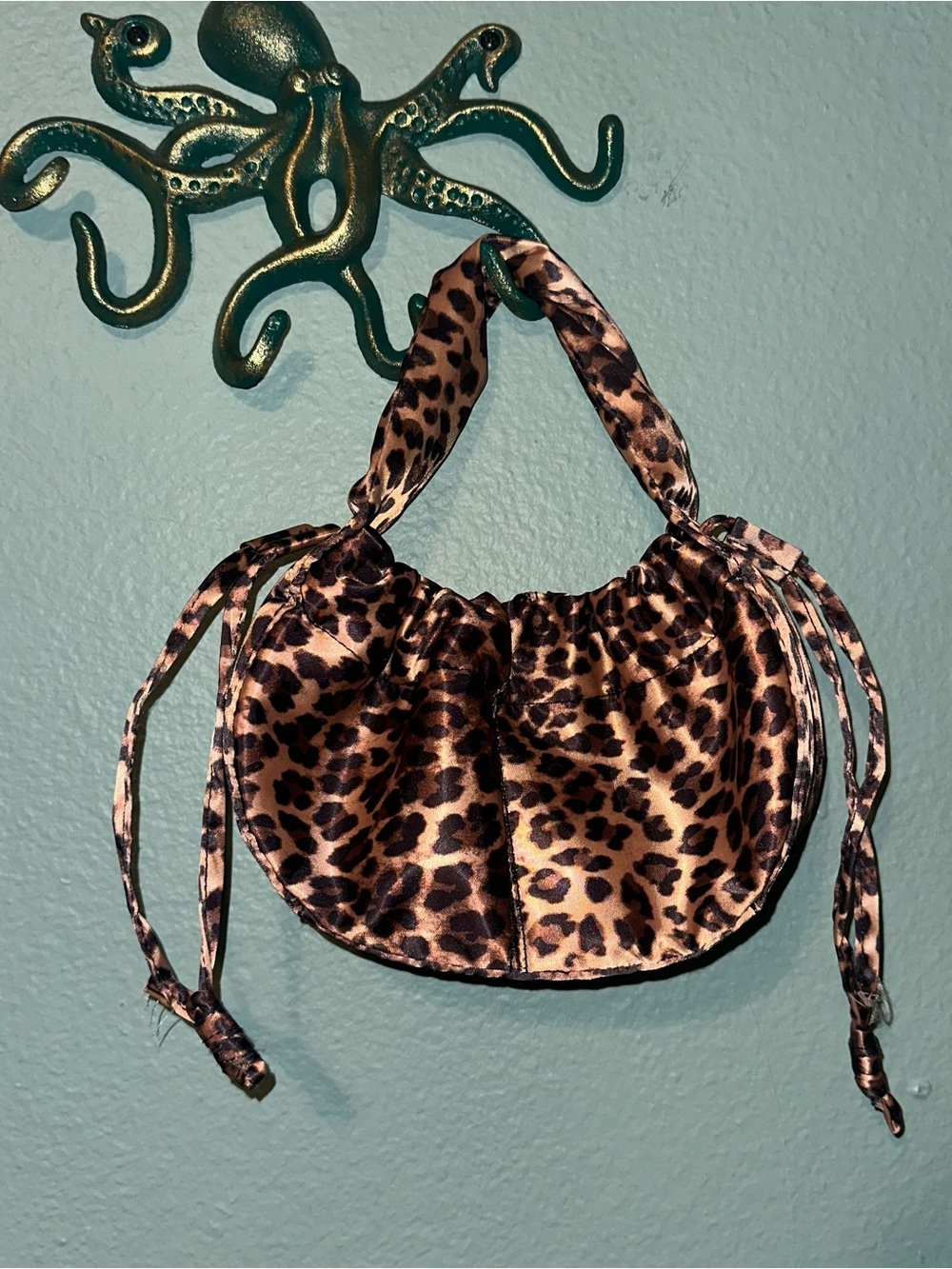 Satin cheetah print bag